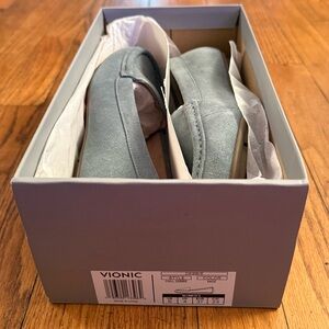 Vionic Light Gray Suede Slip-Ons